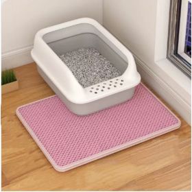 Cat Litter Mat Double Layer Filter Anti-bring Out (Option: Pink-55x75)