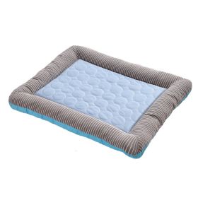Pet Cooling Pad Bed For Dogs Cats Puppy Kitten Cool Mat Pet Blanket Ice Silk Material Soft For Summer Sleeping  Blue Breathable (Option: Blue-L)