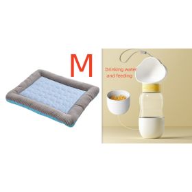 Pet Cooling Pad Bed For Dogs Cats Puppy Kitten Cool Mat Pet Blanket Ice Silk Material Soft For Summer Sleeping  Blue Breathable (Option: Blue set-M)